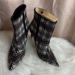 INC Reisa 4’ Rhinestone Plaid 4’ Bootie Heels